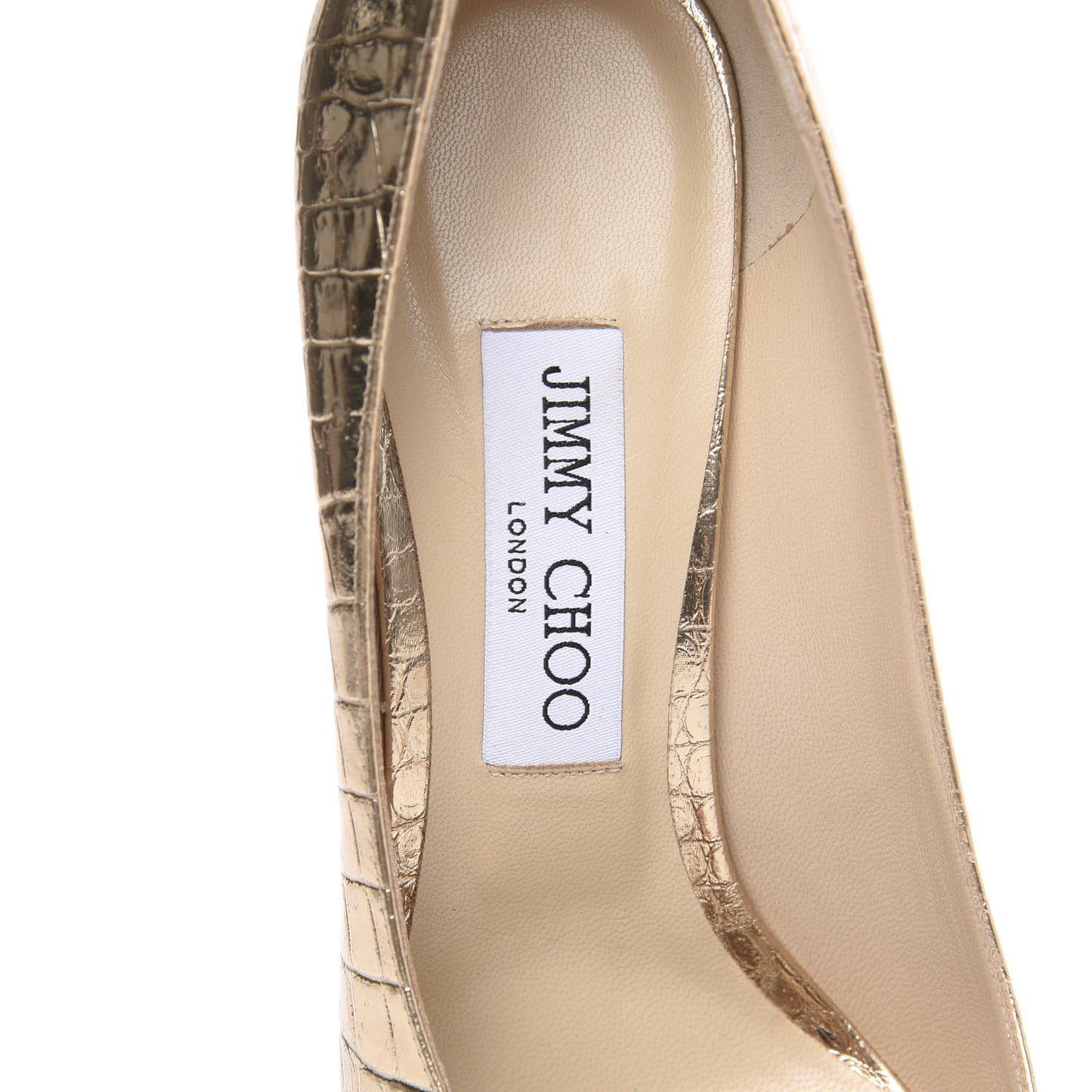 Metallic Calfskin Crocodile Embossed Love 100 Pumps 39 Gold