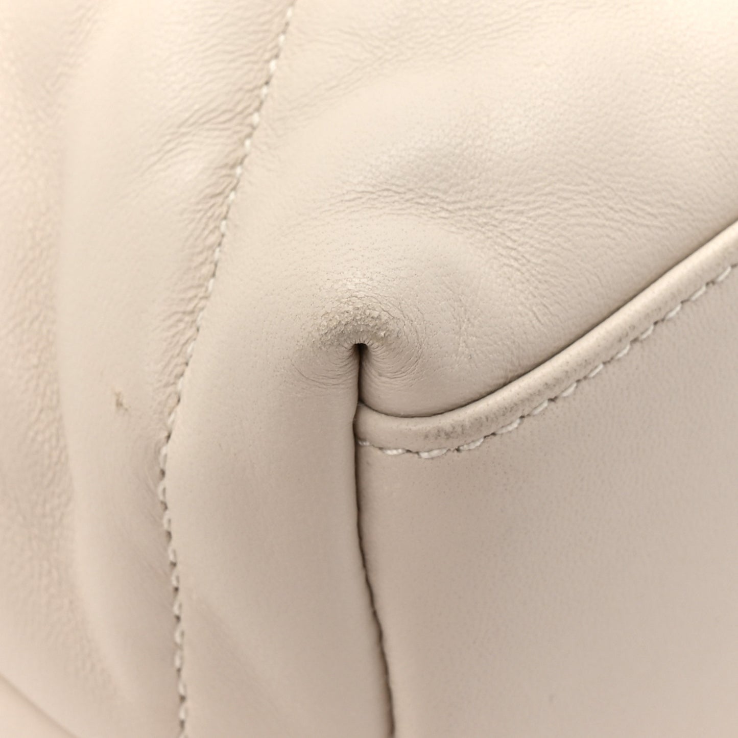 Lambskin Quilted Small Loulou Puffer Monogram Chain Satchel Crema Soft
