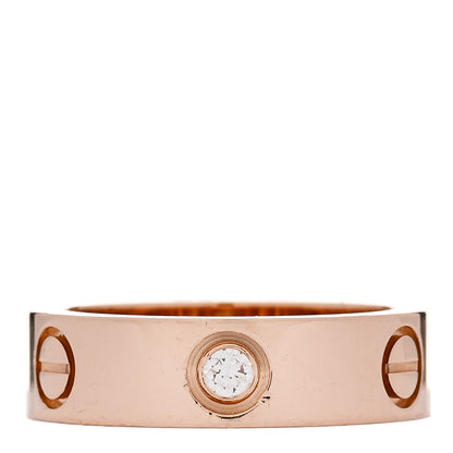 Cartier 18K Pink Gold 3 Diamond 5.5mm LOVE Ring 53 6.5 1 of 5