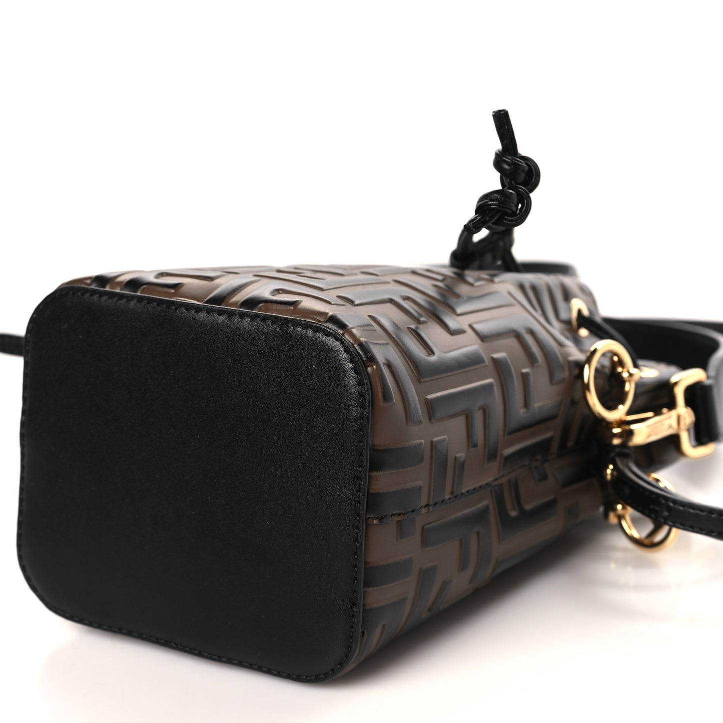 Vitello Liberty F is Fendi Bi-Color FF 1974 Embossed Mini Mon Tresor Bucket Bag Maya Black