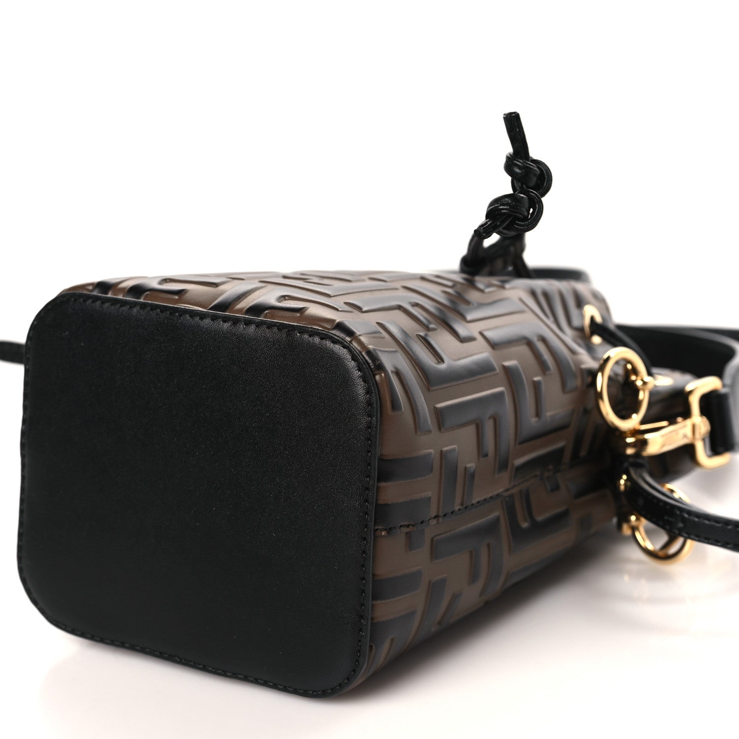 Fendi Vitello Liberty F is Fendi Bi-Color FF 1974 Embossed Mini Mon Tresor Bucket Bag Maya Black 9 of 9