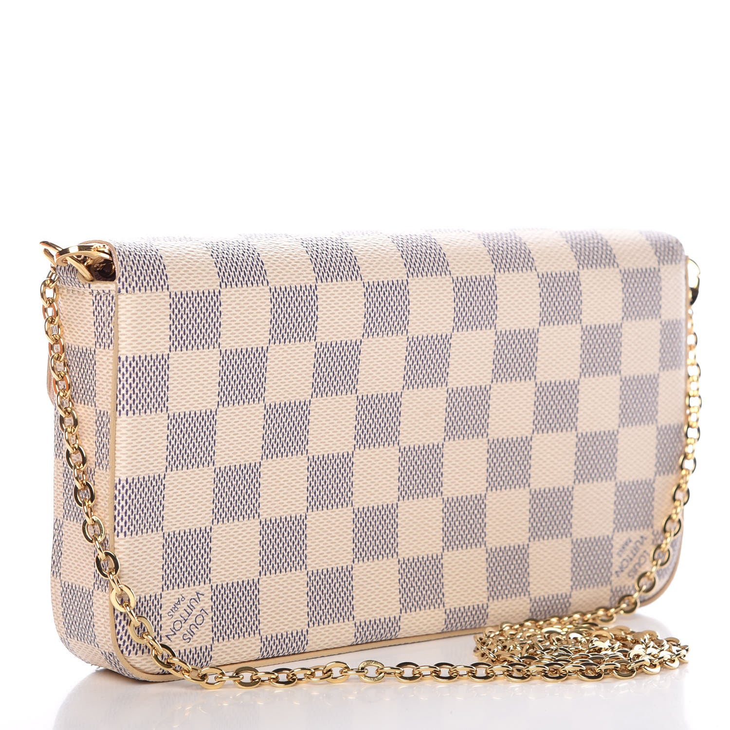 Louis Vuitton Damier Azur Pochette Felicie Chain Wallet Rose Ballerine 4 of 12
