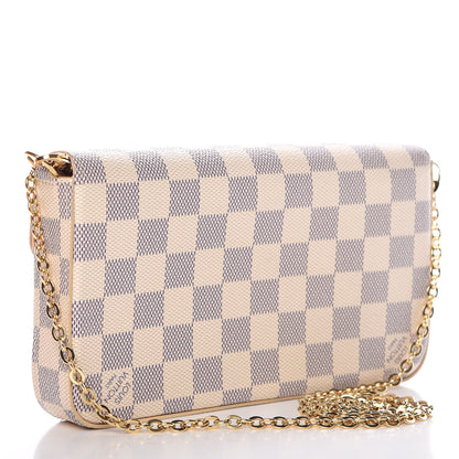 Louis Vuitton Damier Azur Pochette Felicie Chain Wallet Rose Ballerine 4 of 12