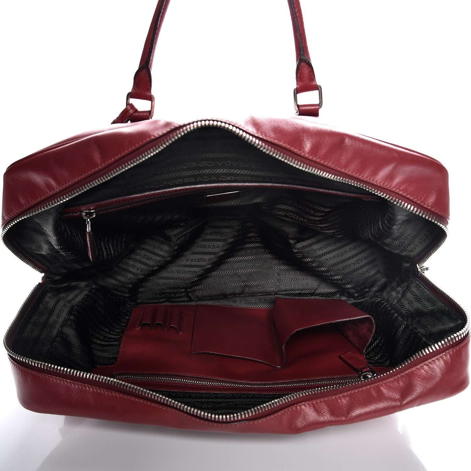 Prada Saffiano Travel Briefcase Red 5 of 12