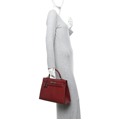 Hermes Chevre De Coromandel Kelly Sellier 32 Rouge H 2 of 17