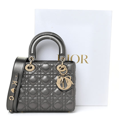 Christian Dior Metallic Grained Calfskin Cannage My ABCDior Lady Dior Gunmetal 10 of 10