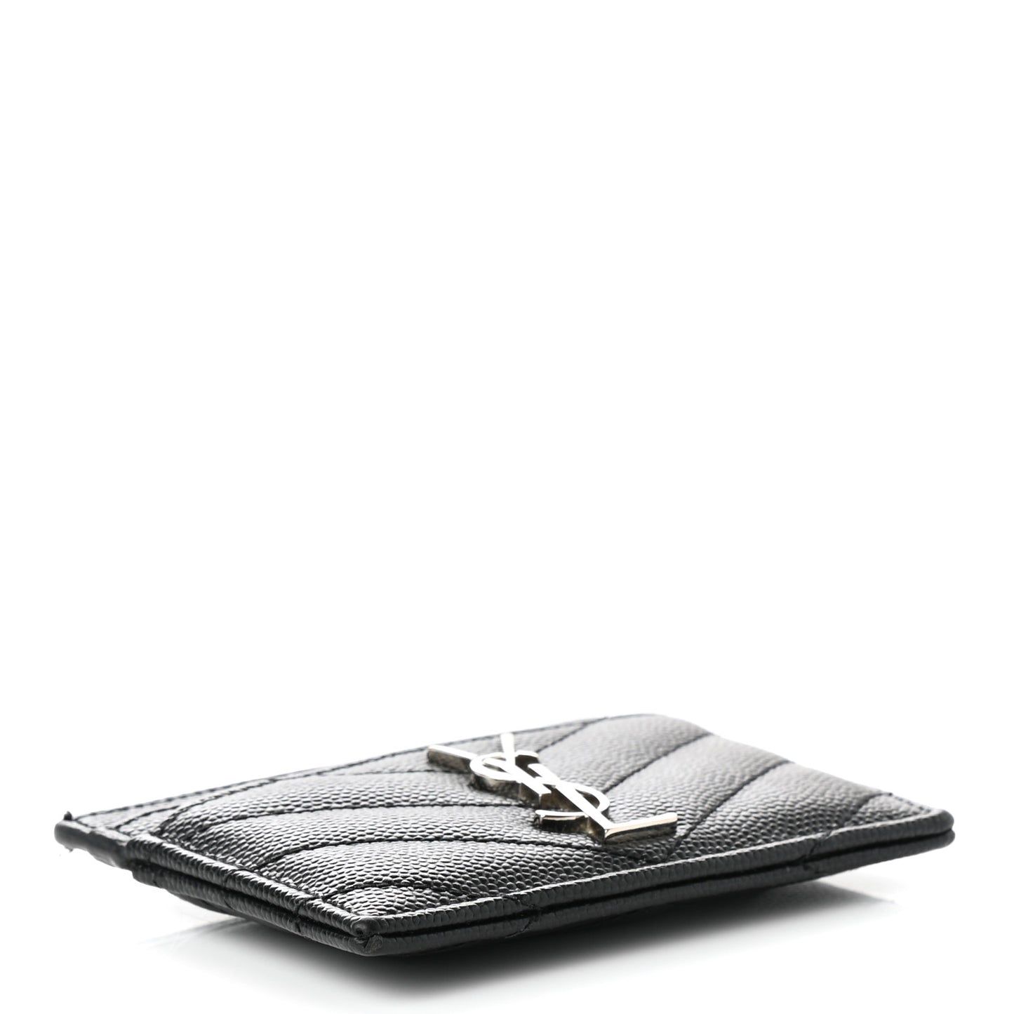 Grain De Poudre Matelasse Chevron Monogram Credit Card Case Black