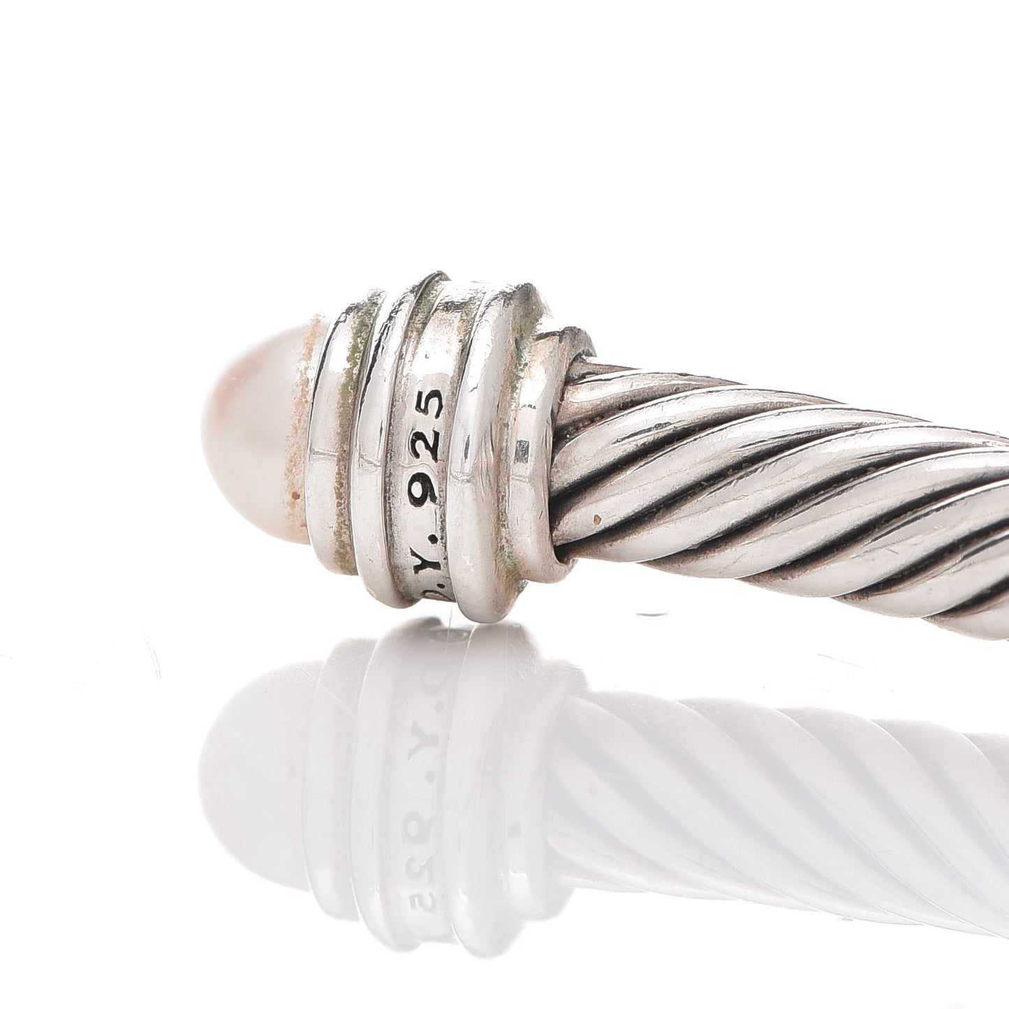 Sterling Silver Diamond Pearl 5mm Cable Classics Princess Bracelet