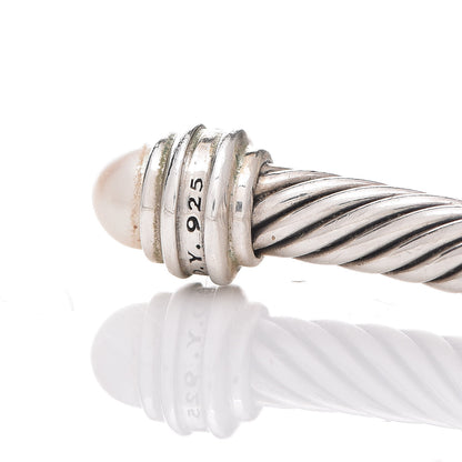 David Yurman Sterling Silver Diamond Pearl 5mm Cable Classics Princess Bracelet 4 of 5