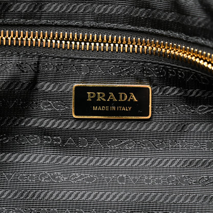 Prada Glossy Calfskin Triangle Large Bonnie Shoulder Bag Black 10 of 19