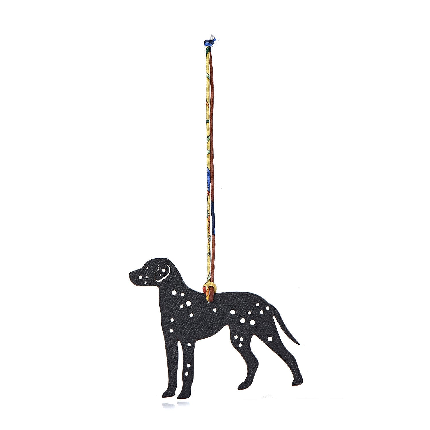 Hermes Epsom Togo Petit H Royal Dalmatian Bag Charm GM Black Gold 1 of 4