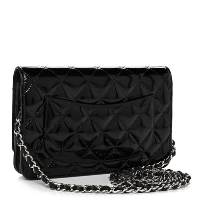 Chanel Patent Calfskin Quilted Reissue Wallet On Chain WOC Black 3 of 11