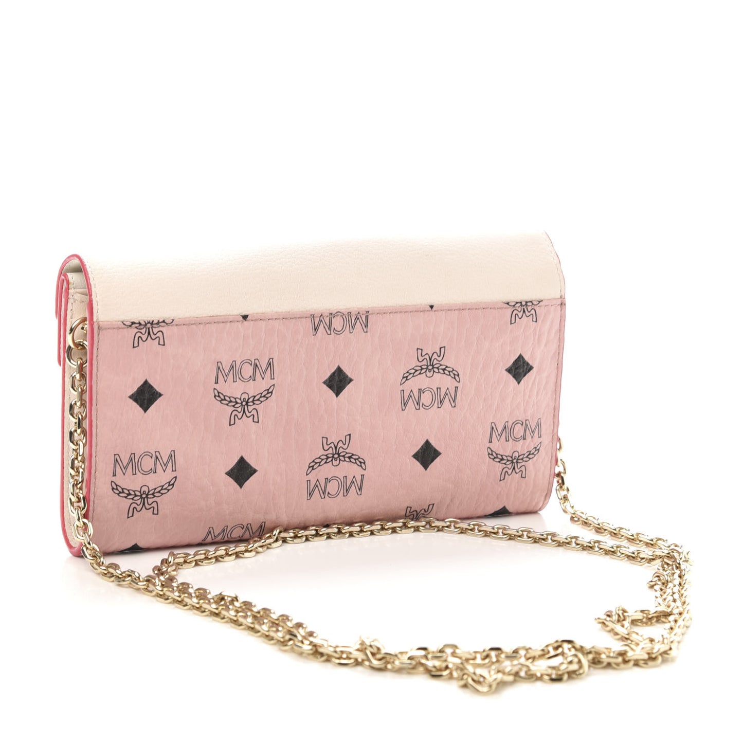 Calfskin Visetos Monogram Patricia Color Block Wallet On Chain Pink Tint