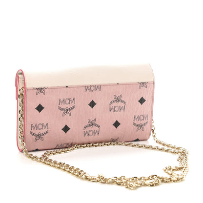 MCM Calfskin Visetos Monogram Patricia Color Block Wallet On Chain Pink Tint 3 of 9