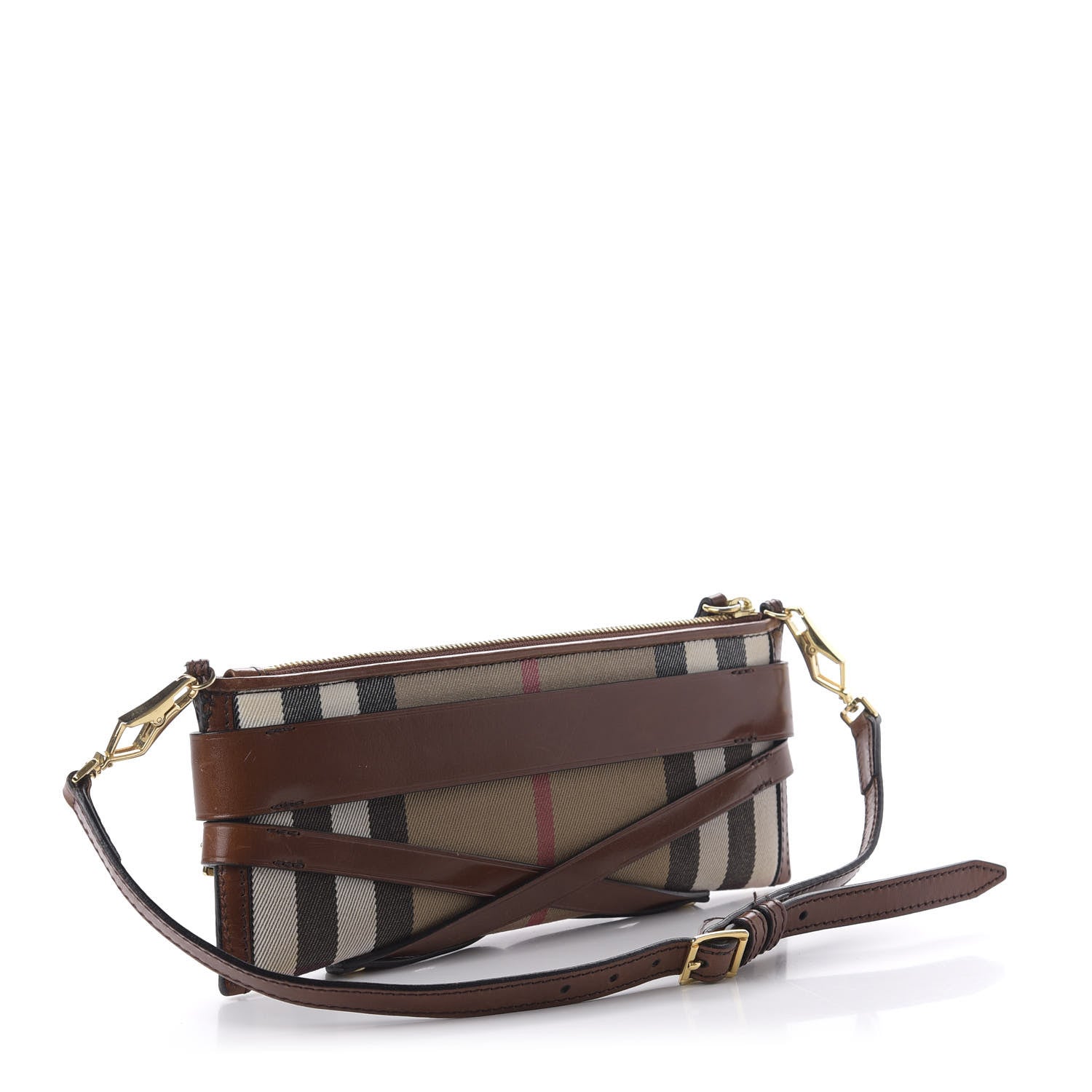 Burberry House Check Bridle Calfskin Mini Parmoor Clutch Bag Dark Tan 3 of 11