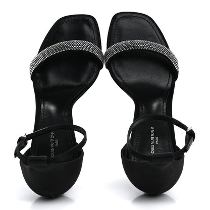 Louis Vuitton Satin Crystal Sandals 40 Black 2 of 8