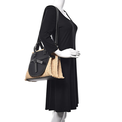 Loewe Calfskin Raffia Small Gate Tote Black 2 of 10
