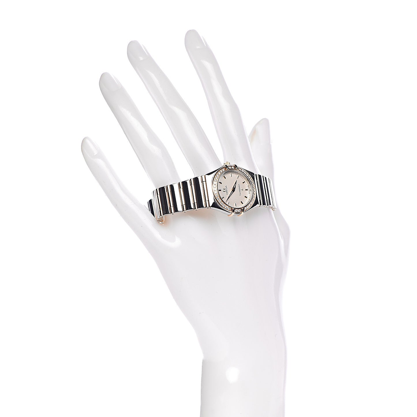 Stainless Steel 18K Yellow Gold Diamond Bezel 25mm Constellation Quartz Watch White 1277.30.00