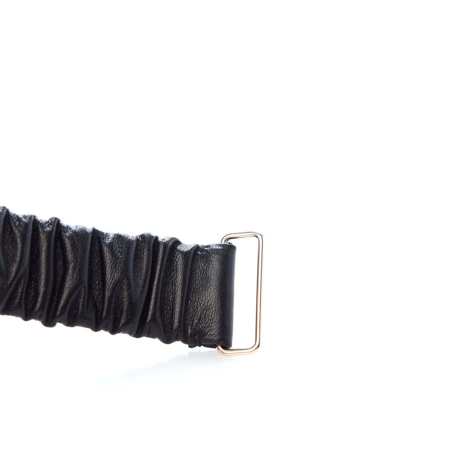 Calfskin Strass Ruched Rope CC Belt 75 30 Black