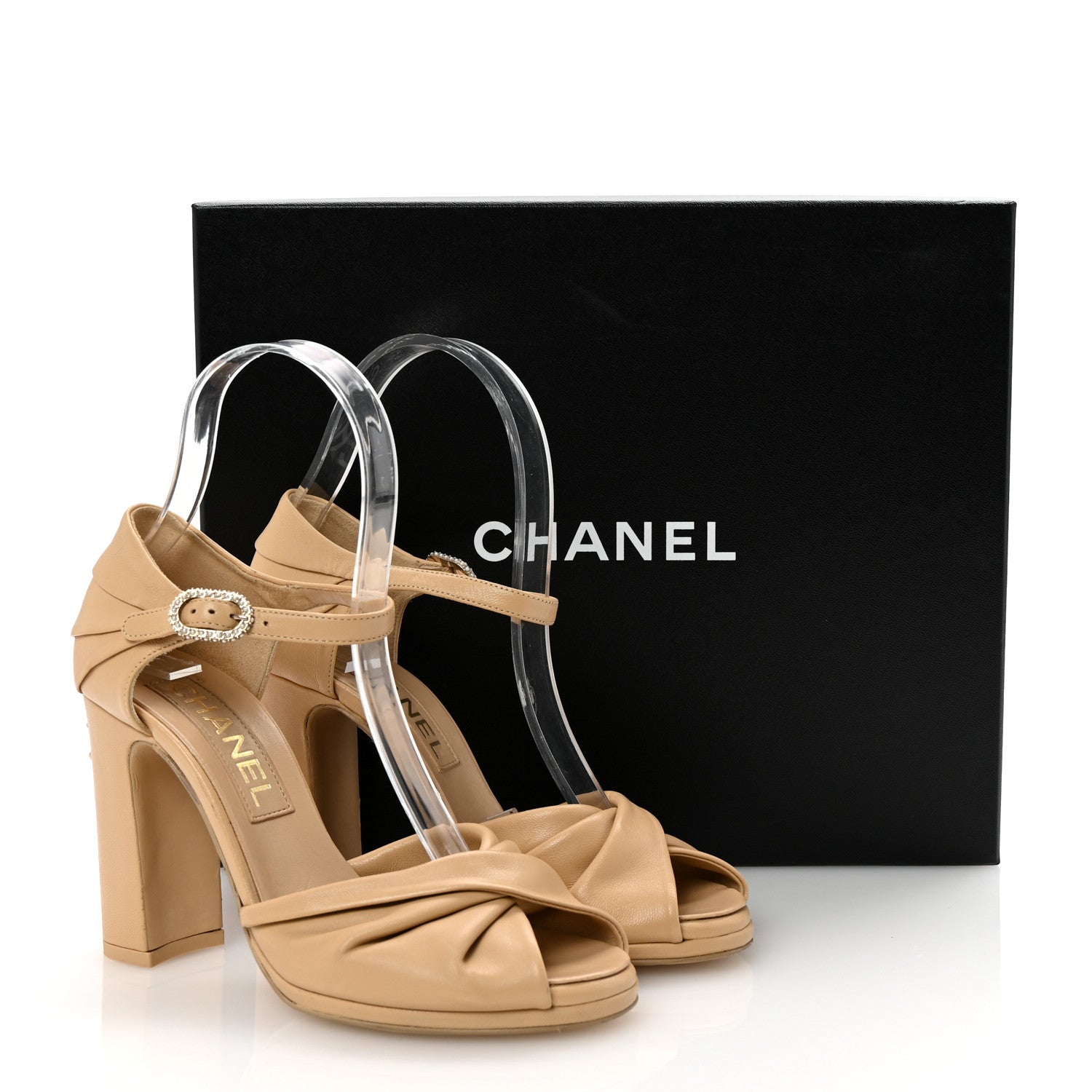 Chanel Lambskin Pearl CC Sandals 35.5 Beige 9 of 9