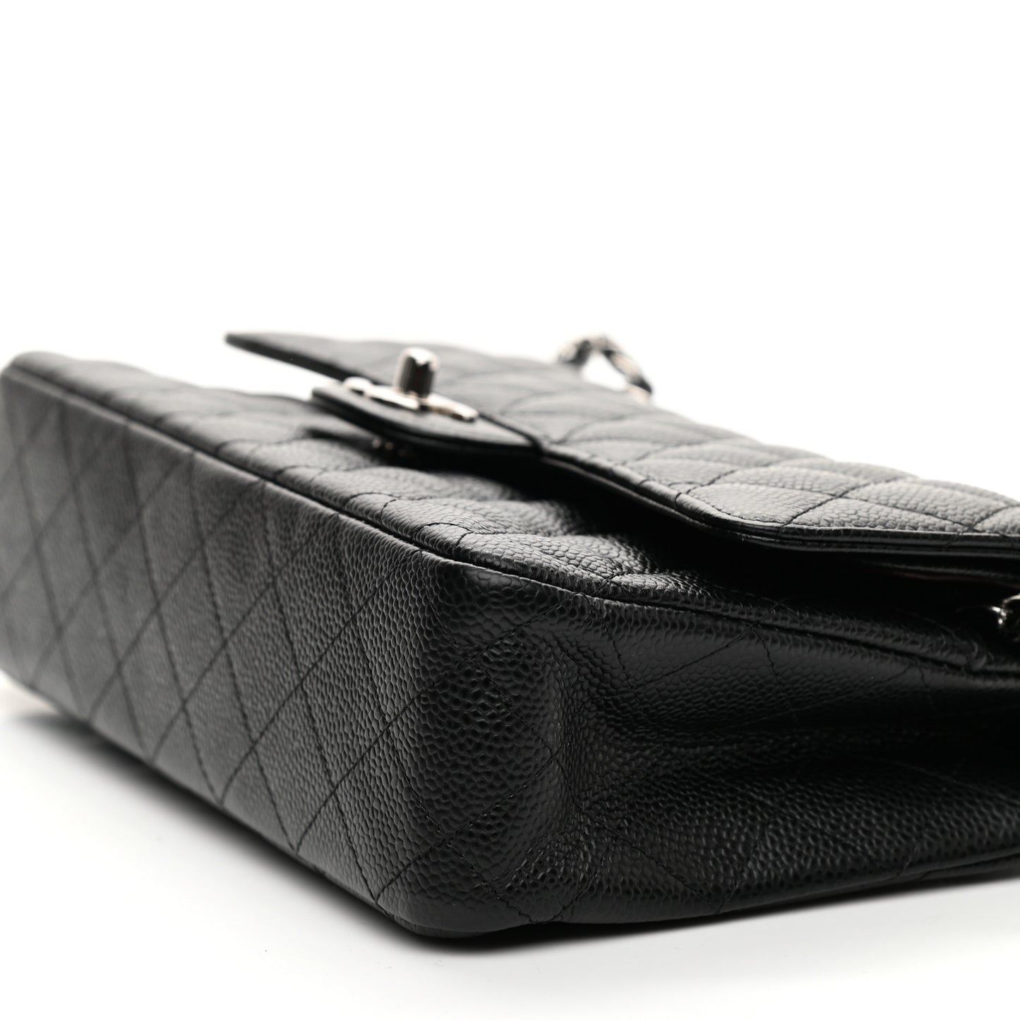 Caviar Quilted Medium Double Flap Black