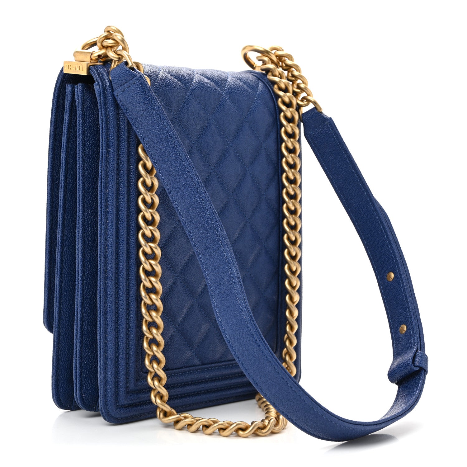 Chanel Caviar Quilted North South Boy Flap Blue 3 of 10