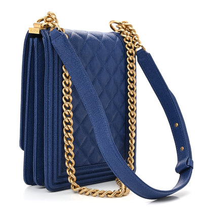 Chanel Caviar Quilted North South Boy Flap Blue 3 of 10