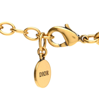 Christian Dior Metal Crystal CD Logo Necklace Gold 5 of 6