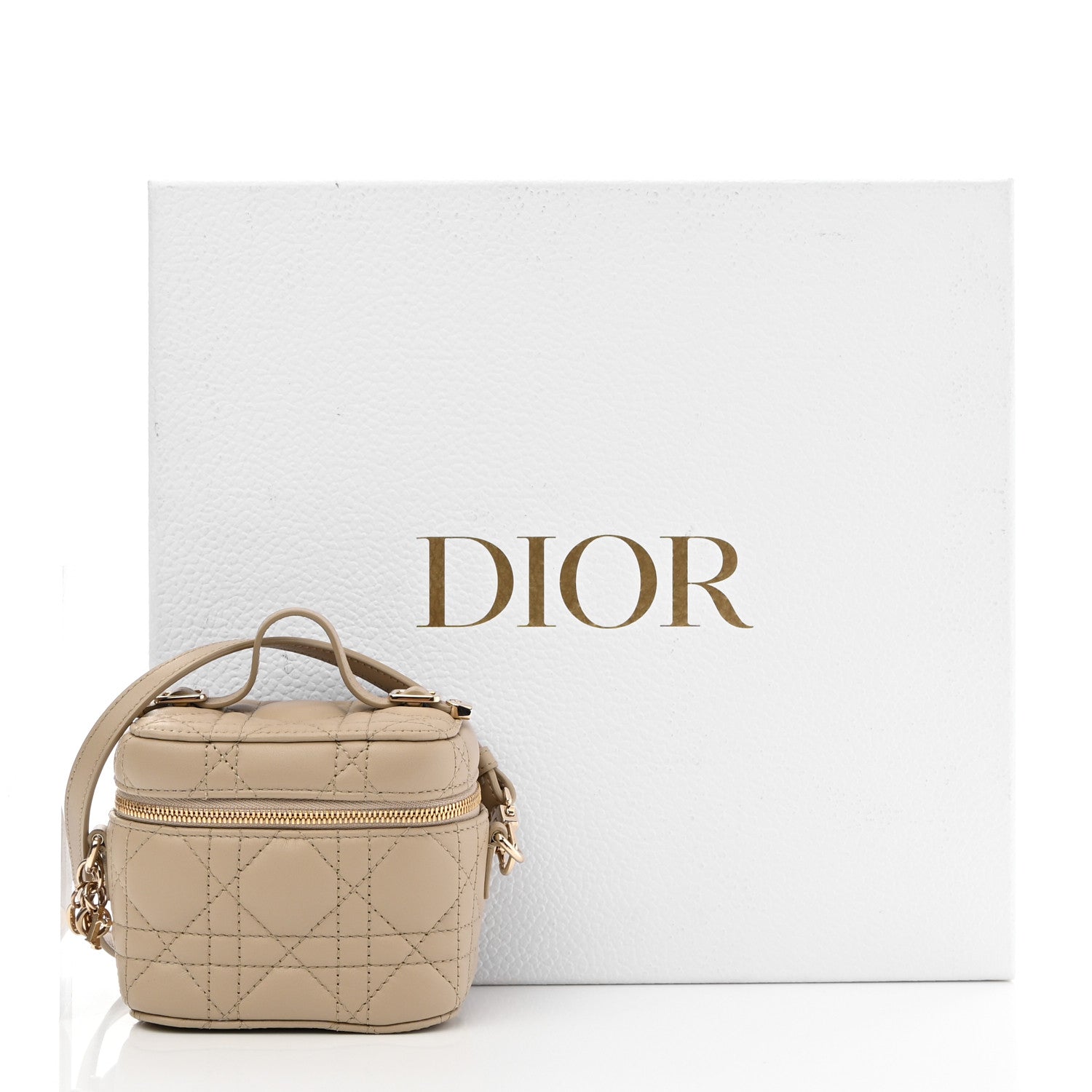 Christian Dior Lambskin Cannage Micro Lady Dior Vanity Case Beige 11 of 11