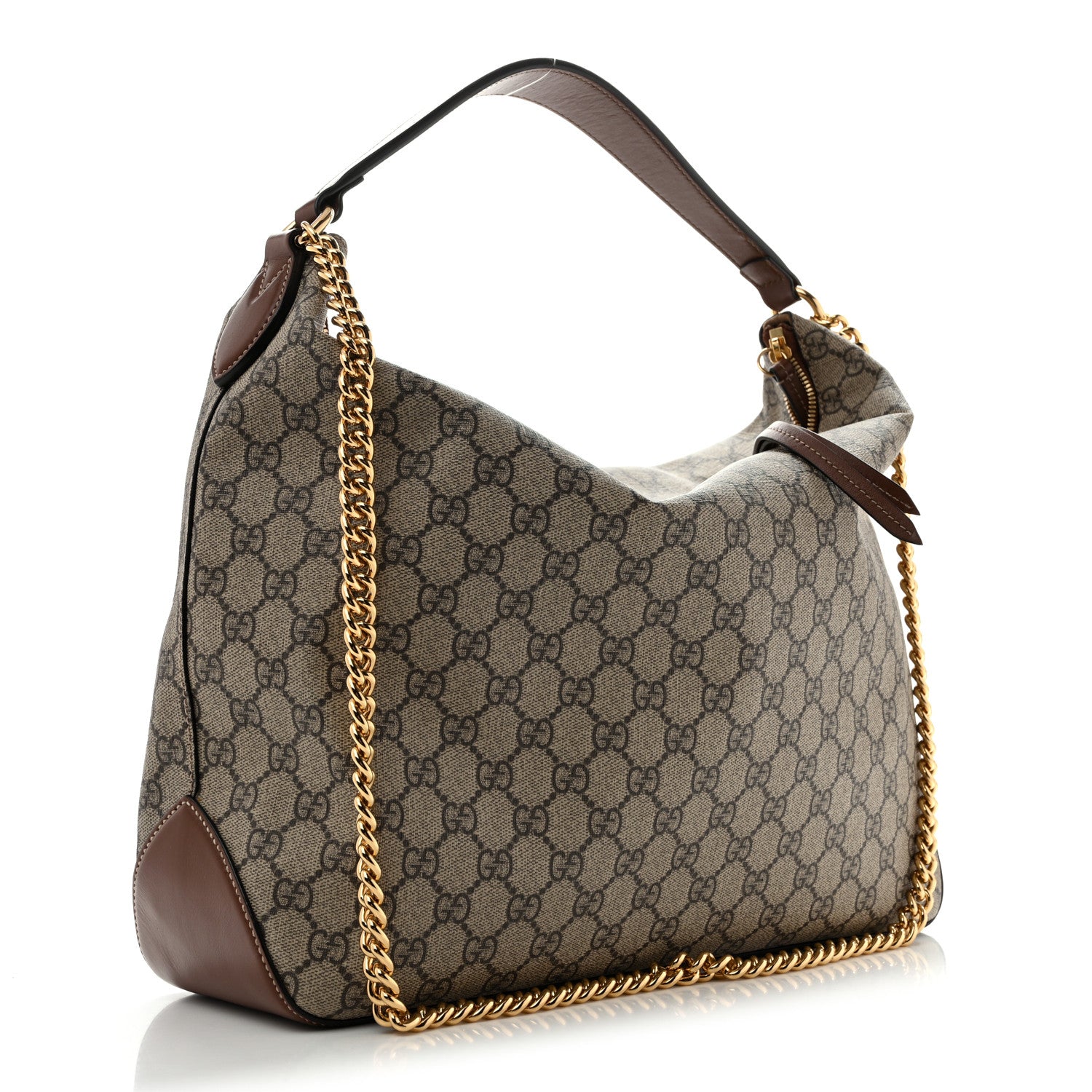 Gucci GG Supreme Monogram Large Linea A Hobo Light Brown 3 of 12