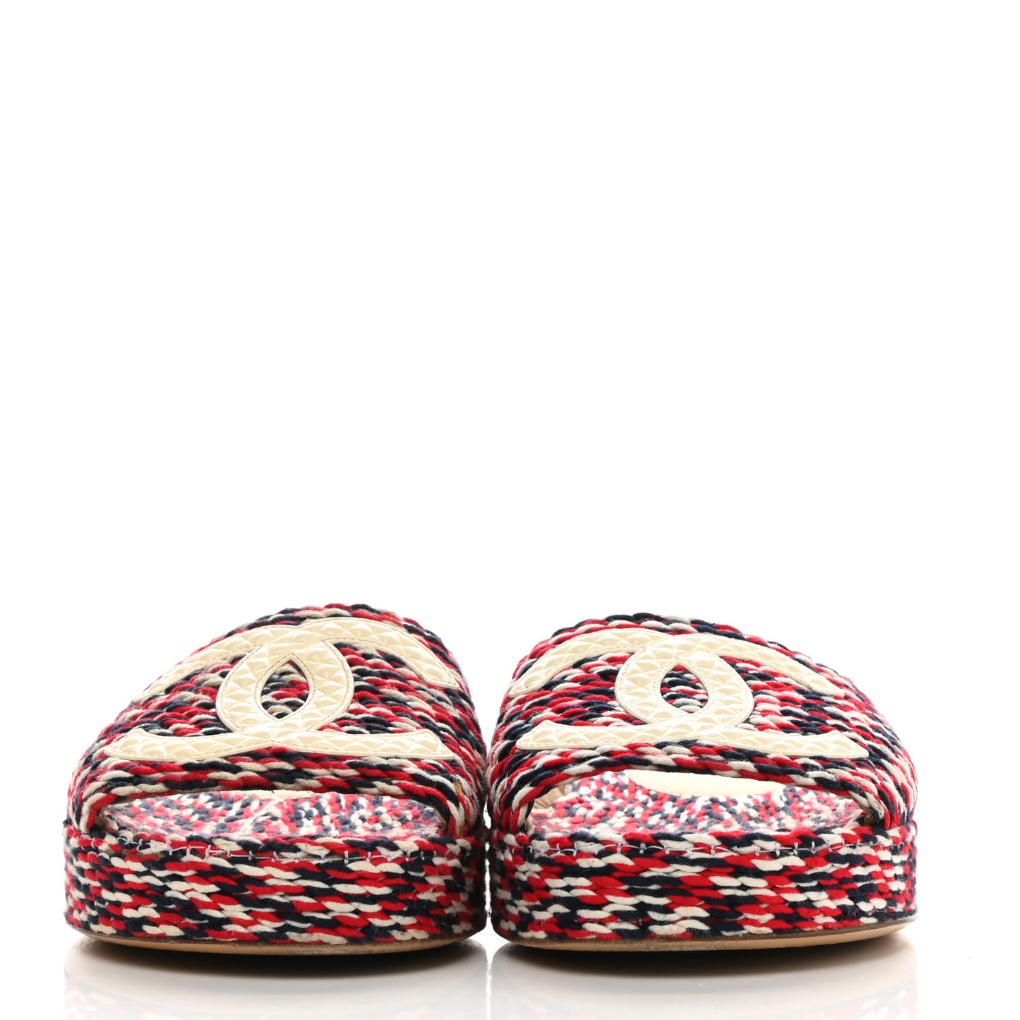 Cord CC Espadrille Slip On Sandals 36 Red Blue White
