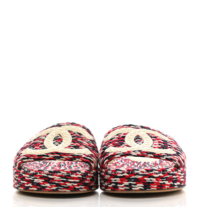 Chanel Cord CC Espadrille Slip On Sandals 36 Red Blue White 2 of 10