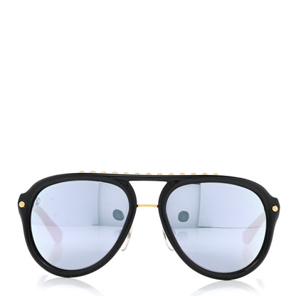 Louis Vuitton Acetate Aviator Serpico Studded Sunglasses Z2357E Black 2 of 9