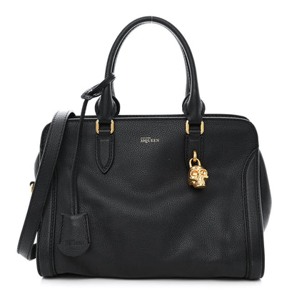 Alexander McQueen Pebbled Calfskin Small Skull Padlock Zip Around Tote Black 1 of 14