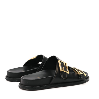 Fendi Vitello Fendi Feel Buckled Slide Sandals 37 Black 5 of 9