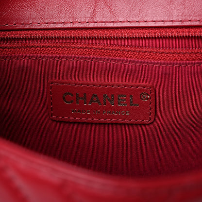 Chanel Calfskin Chevron Quilted Top Handle Flap Red 5 of 15