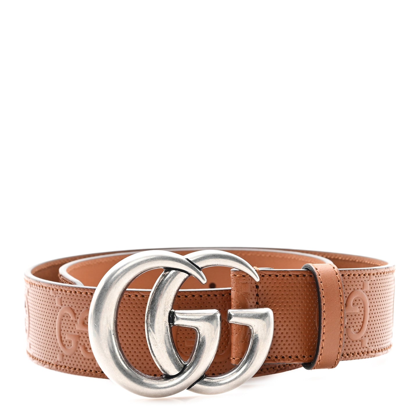 Calfskin GG Tennis Embossed Double G 40mm Belt 75 30 Brown
