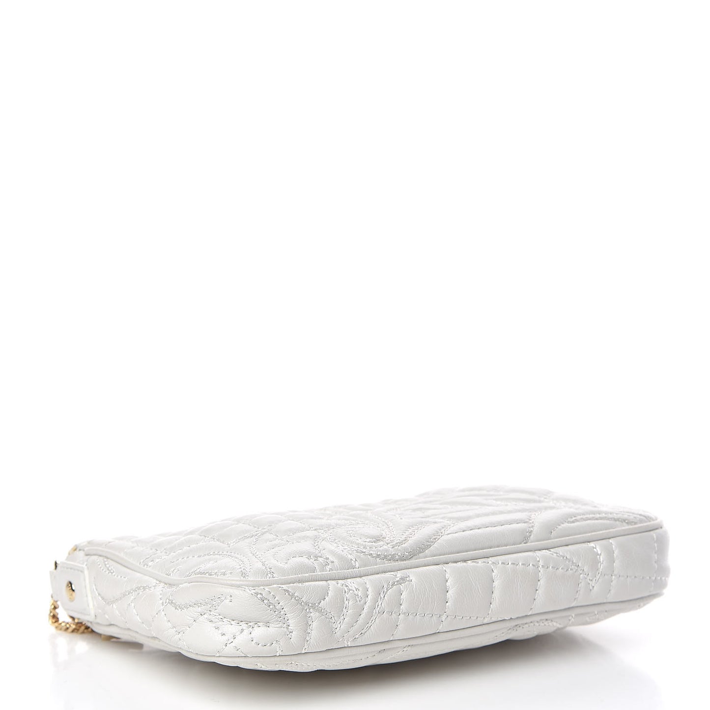 Nappa Barocco Quilted Vanitas Chain Crossbody Bag White
