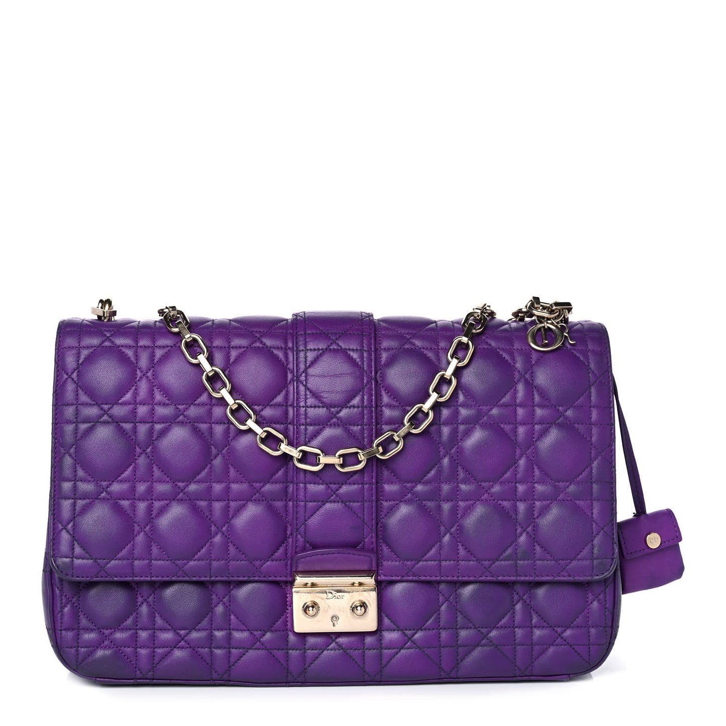Lambskin Cannage Large Miss Dior Flap Purple
