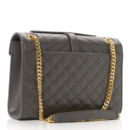 Saint Laurent Grain De Poudre Textured Mixed Matelasse Medium Triquilt Monogram Satchel Vert Kaki 2 of 7