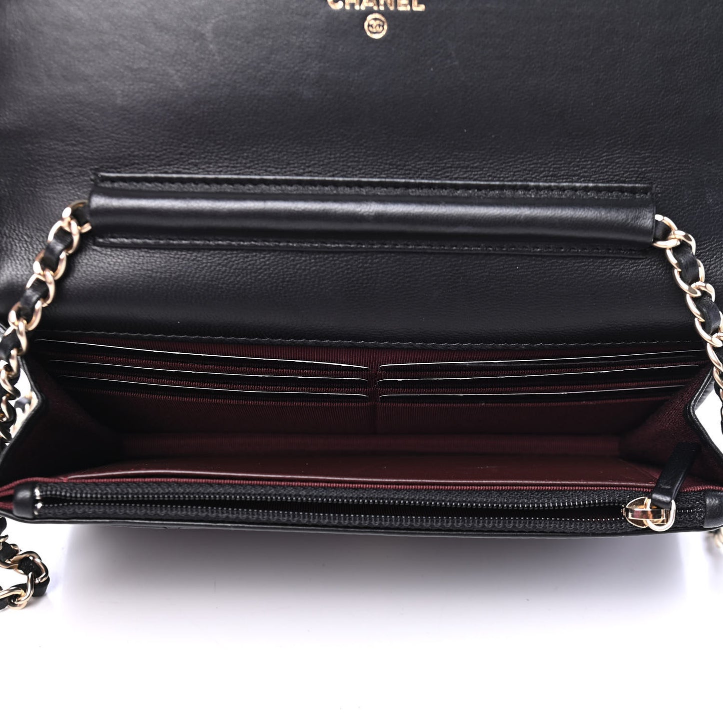 Lambskin Quilted Wallet On Chain WOC Black
