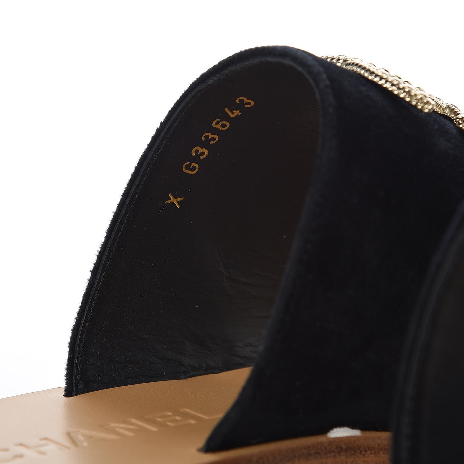 Chanel Velvet Chain Mule Sandals 36 Black 7 of 9