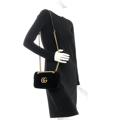 Gucci Velvet Matelasse Mini GG Marmont Shoulder Bag Black 2 of 8