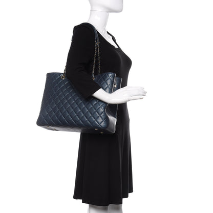Chanel Metallic Caviar Quilted Large Classic Shopping Tote Dark Blue 2 of 10
