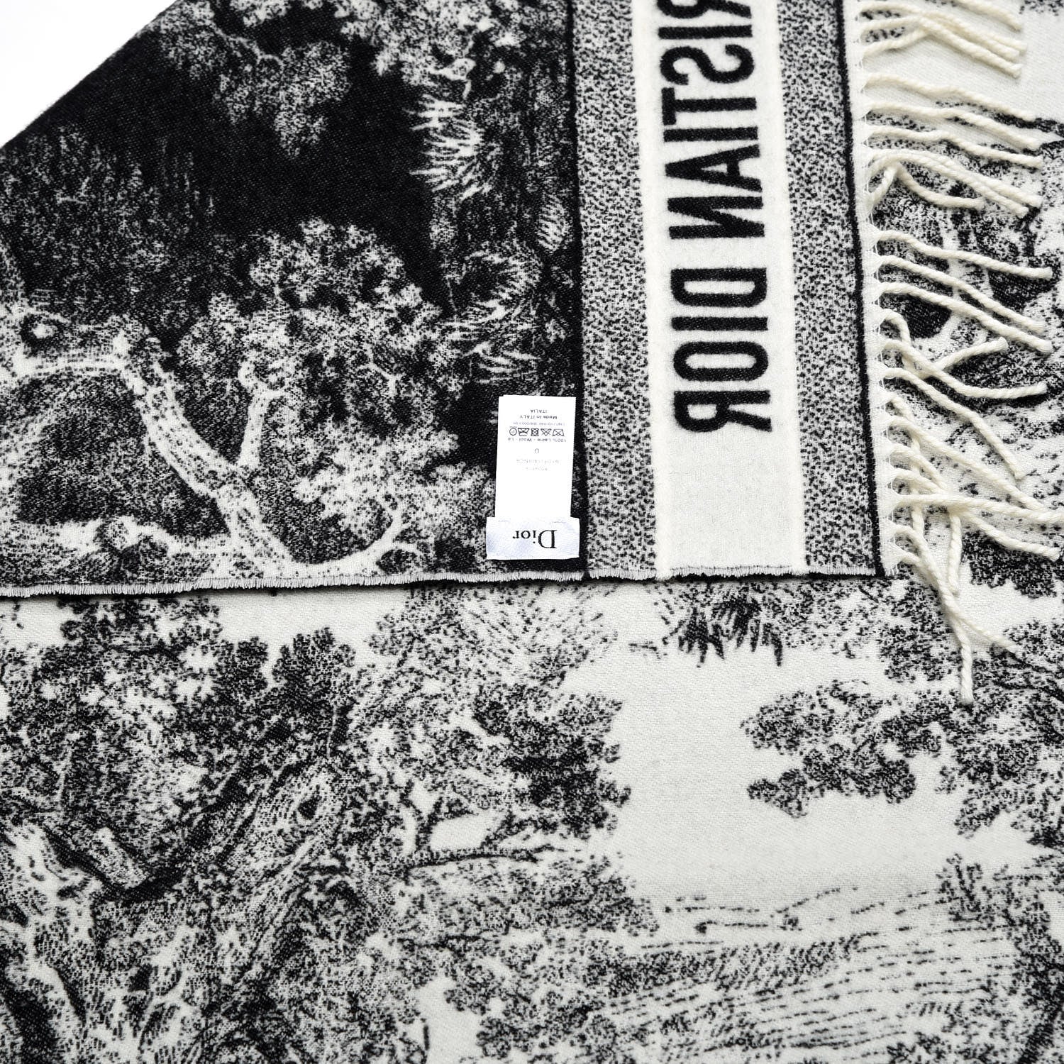 Christian Dior Wool Toile de Jouy Throw Black 4 of 4