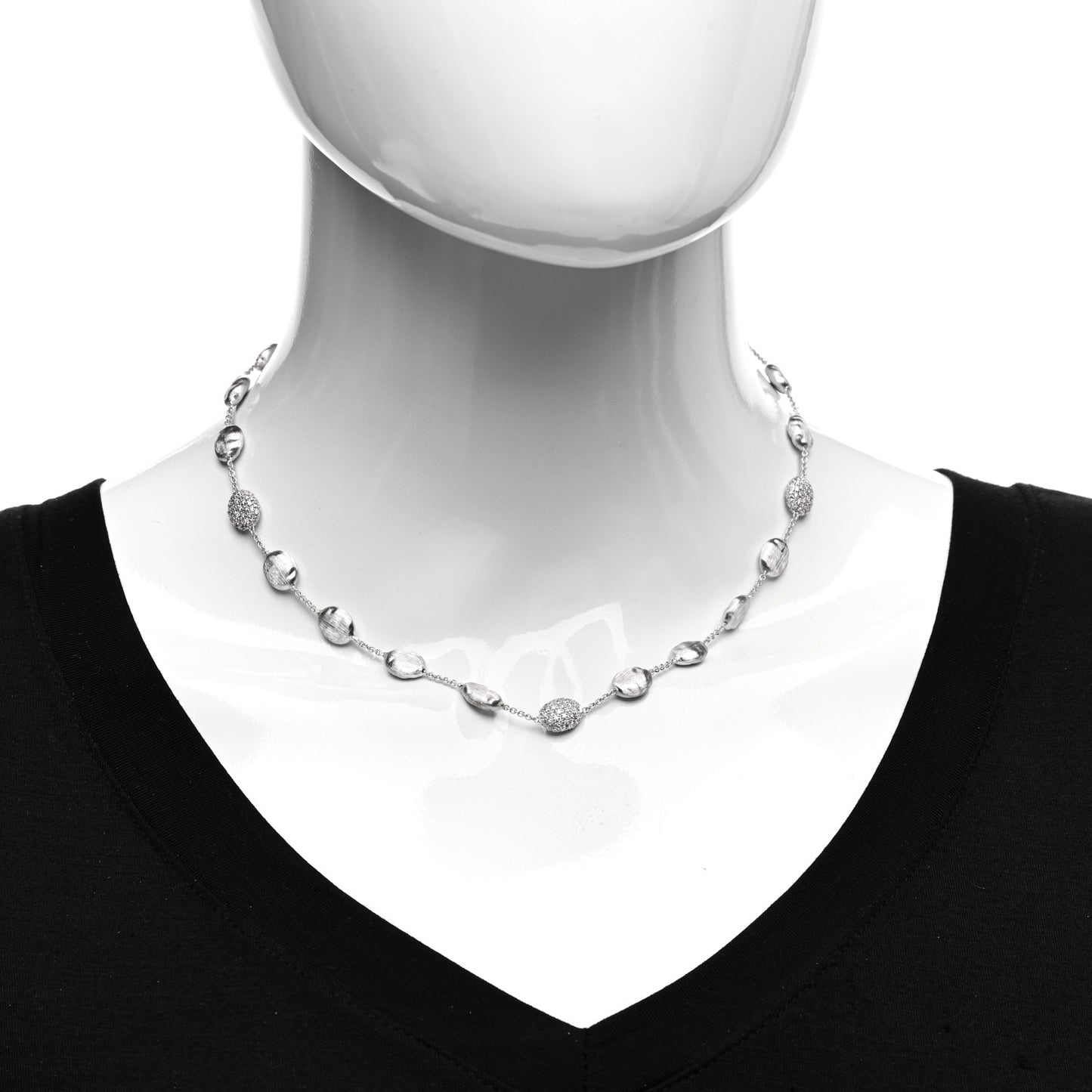 18K White Gold Diamond Siviglia Station Necklace