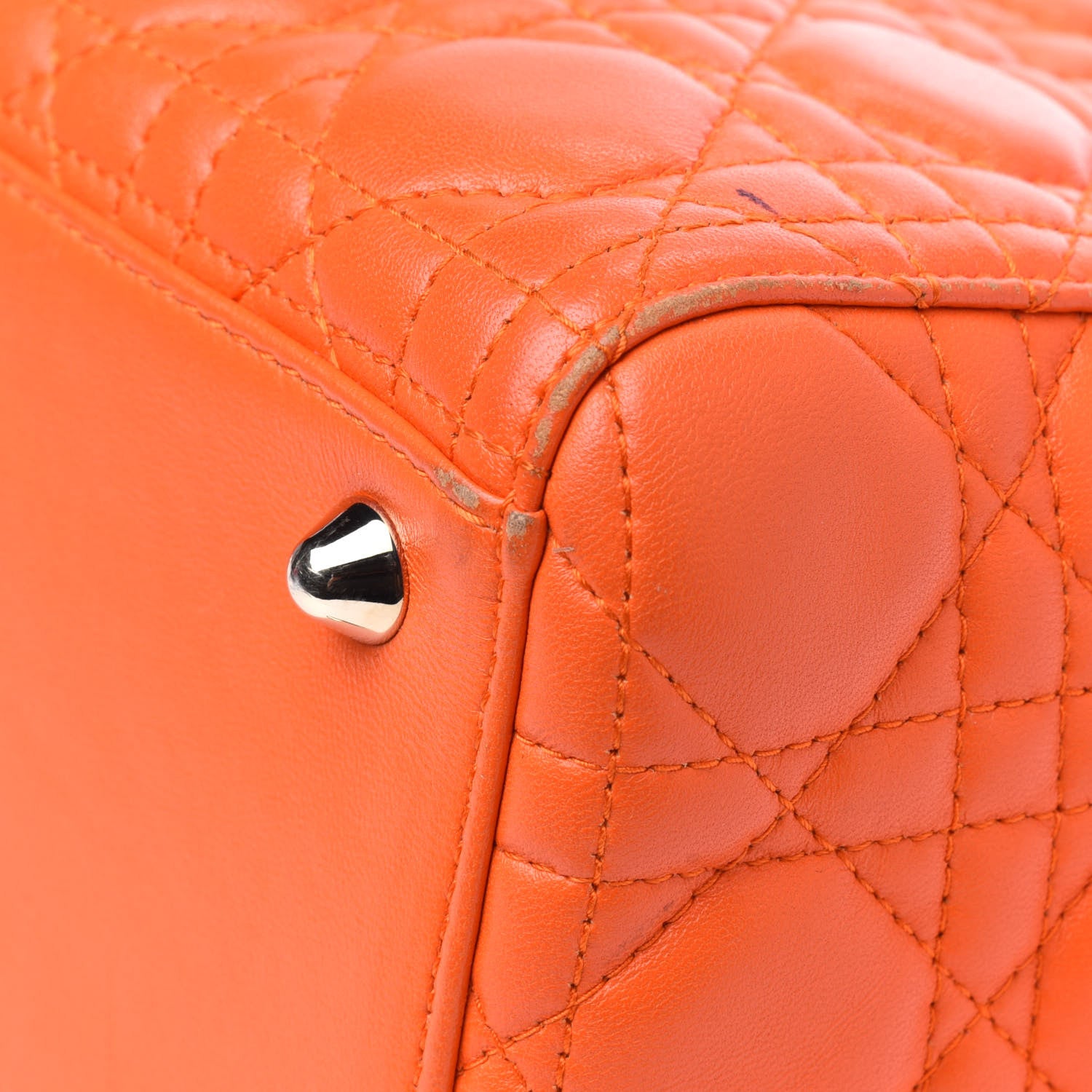 Christian Dior Lambskin Cannage Large Lady Dior Orange 9 of 18