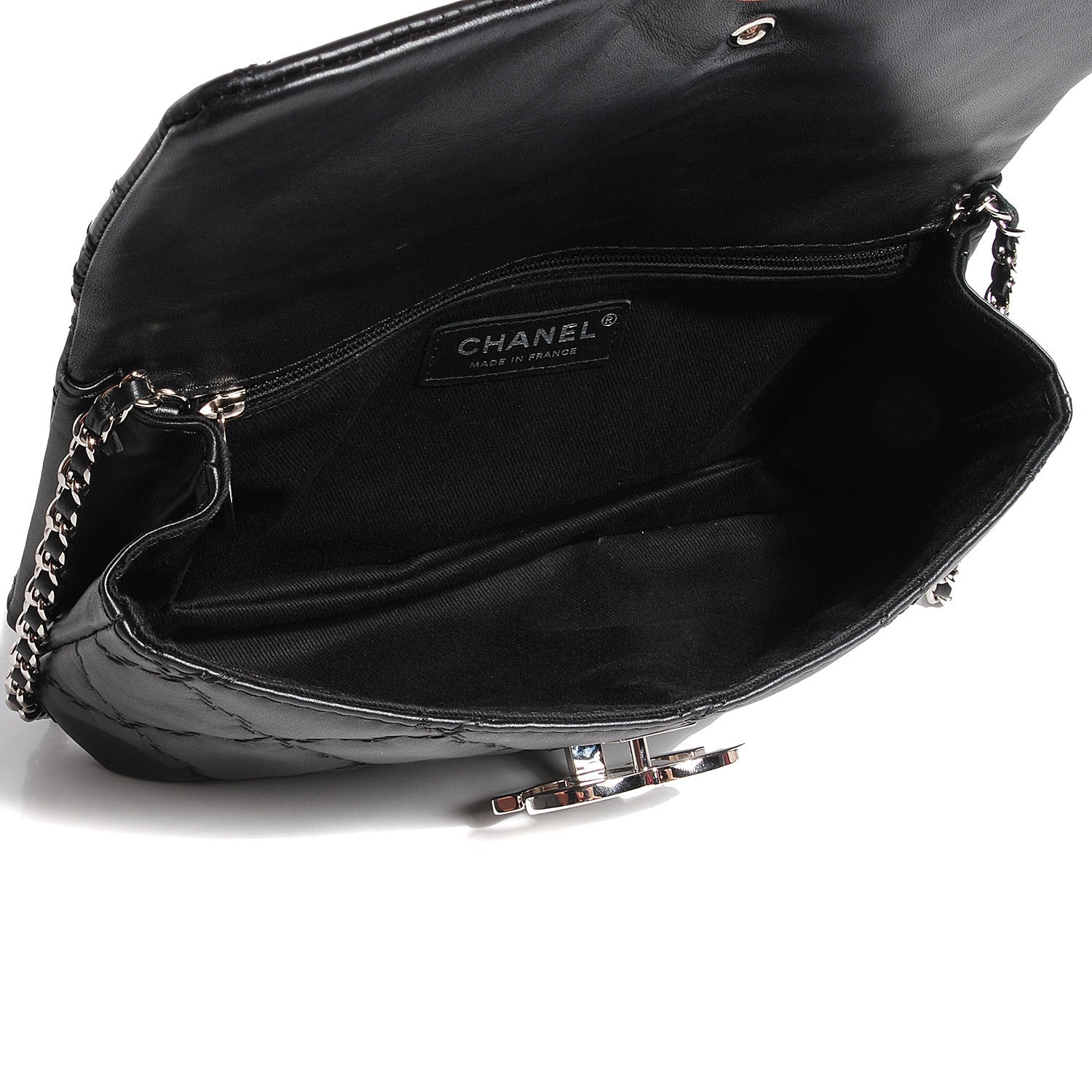 Chanel Calfskin Quilted Double Stitch Hamptons Clutch With Chain Black 5 of 8