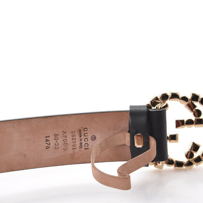 Gucci Calfskin Studded Interlocking G Belt 80 32 Black 5 of 9