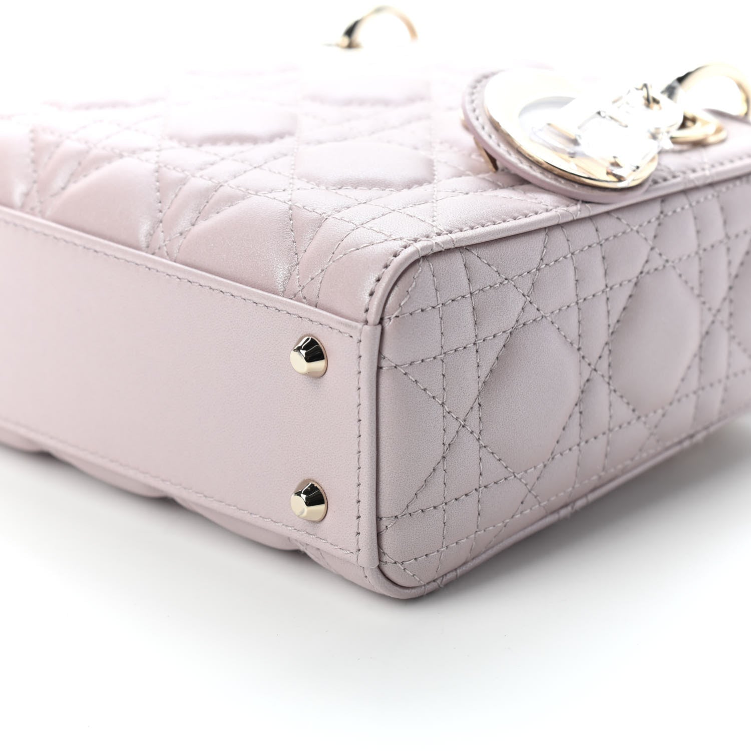 Christian Dior Metallic Lambskin Cannage Mini Lady Dior Lotus 8 of 8